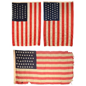 Three Historic American Flags, 45 & 46 Star