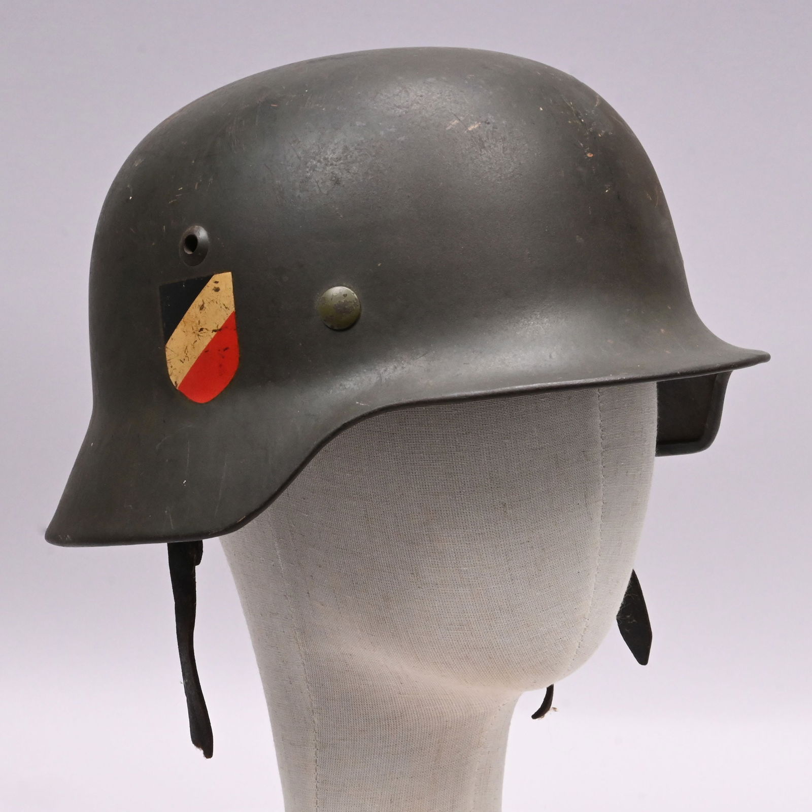 Scarce German WWII M35 Double Decal Marine Helmet (1 of 9)