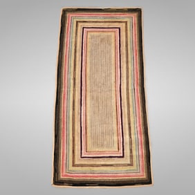 American Folk Art Rectangular Hooked Runner