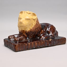Rockingham-Glazed Figure of a Lion, Prob. English
