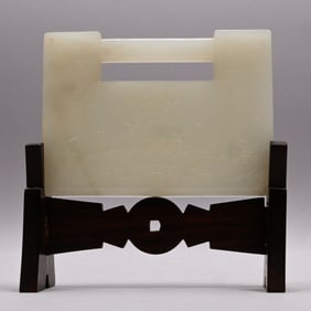 Chinese Carved White Nephrite Jade Table Screen