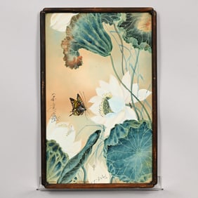 Toshio Aoki - Butterfly and Lotus Flower