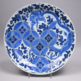 Japanese Blue &White Porcelain Low Bowl or Charger