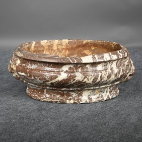 English Mauve and White Marble Oval Jardiniere