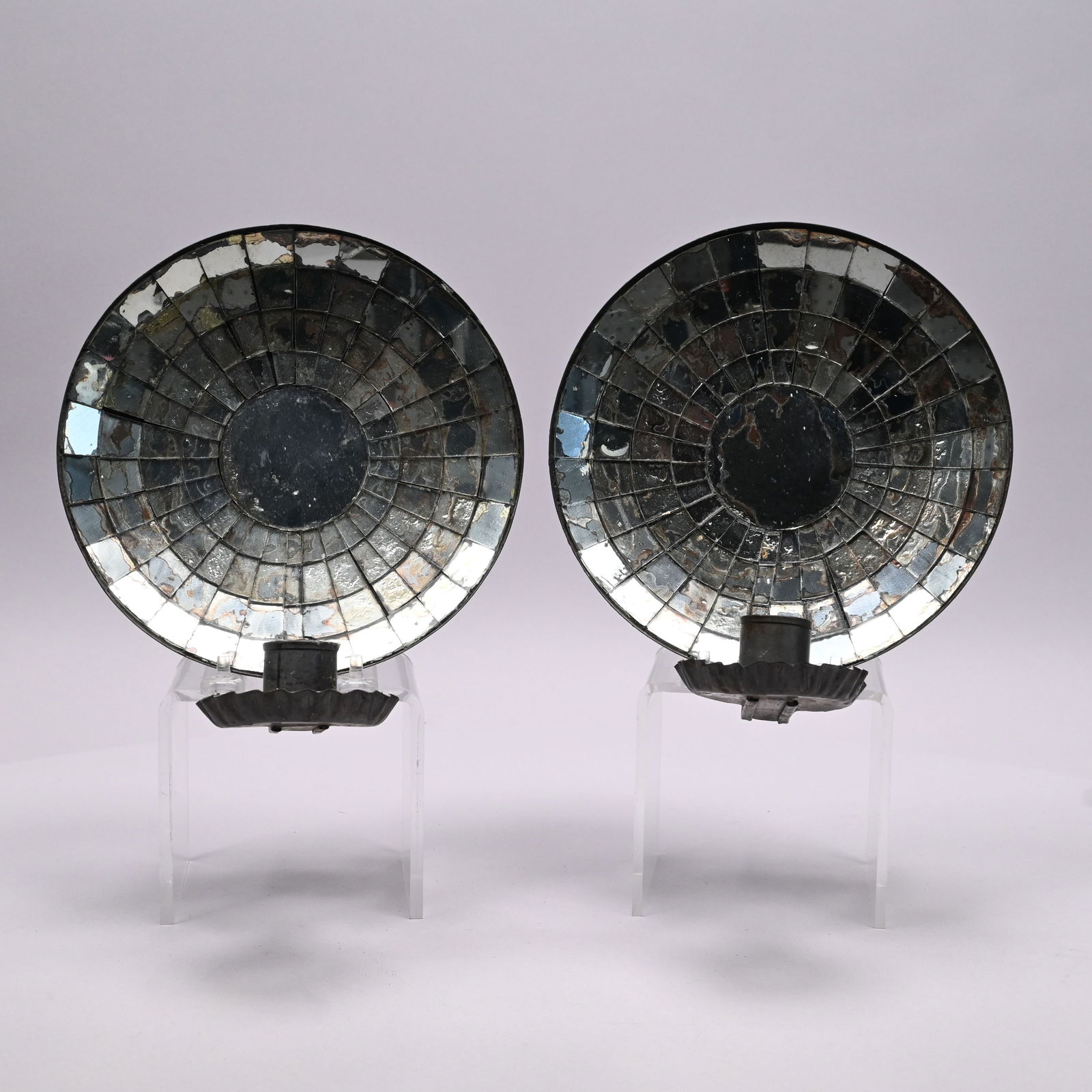 Pair of New England Tin Mirrored Candle Sconces (1 of 5)