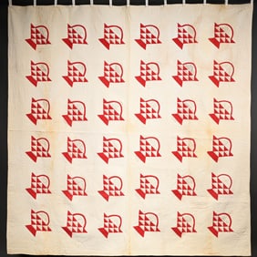 American Cotton Basket Pattern Signature Quilt