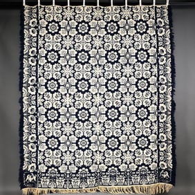 Hancock County, Ohio Two-Color Jacquard Coverlet