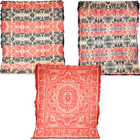 Three Woven Jacquard Coverlets