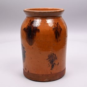 New England Glazed Redware Jar