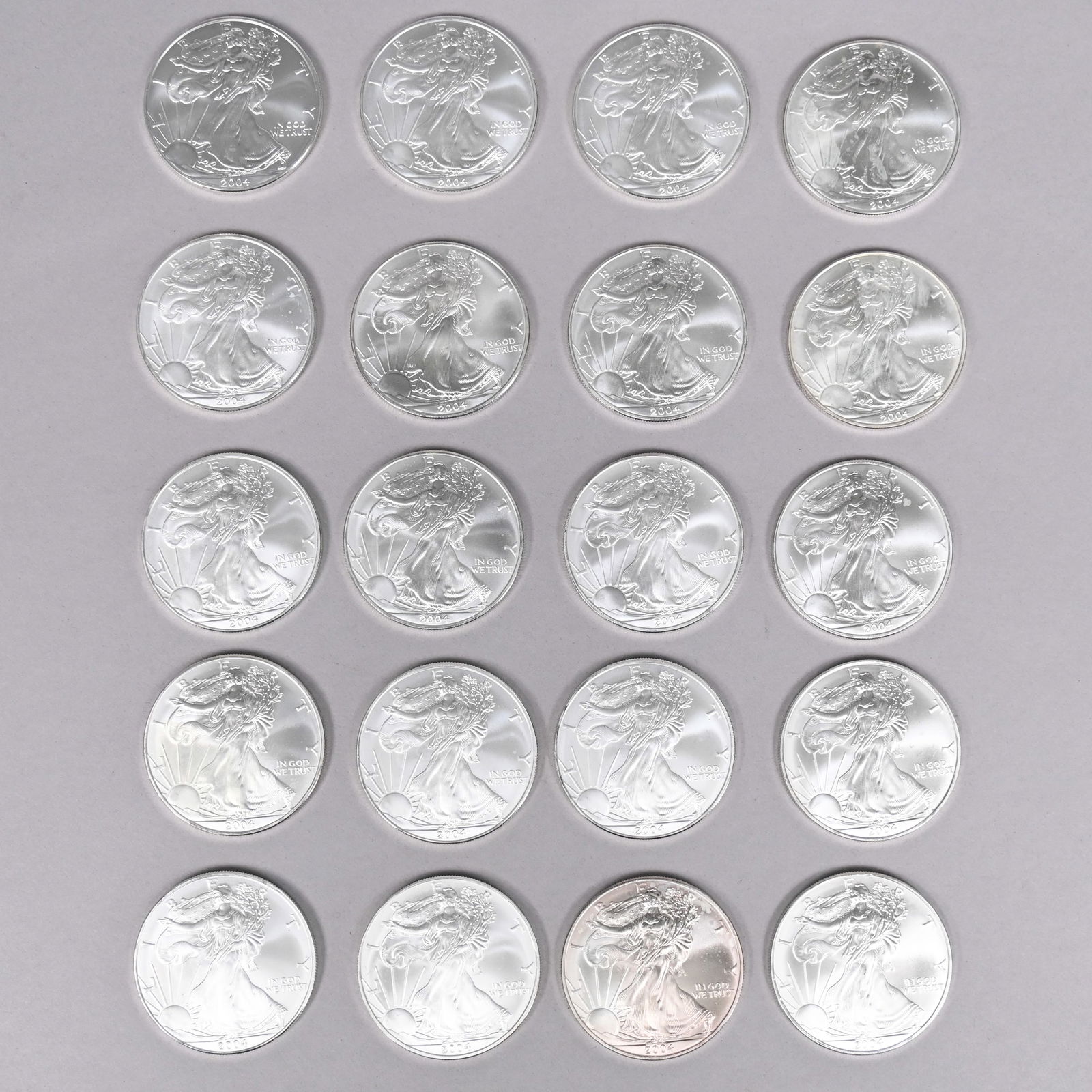 2004 US Mint Roll 20 American Eagle Silver Coins (1 of 5)