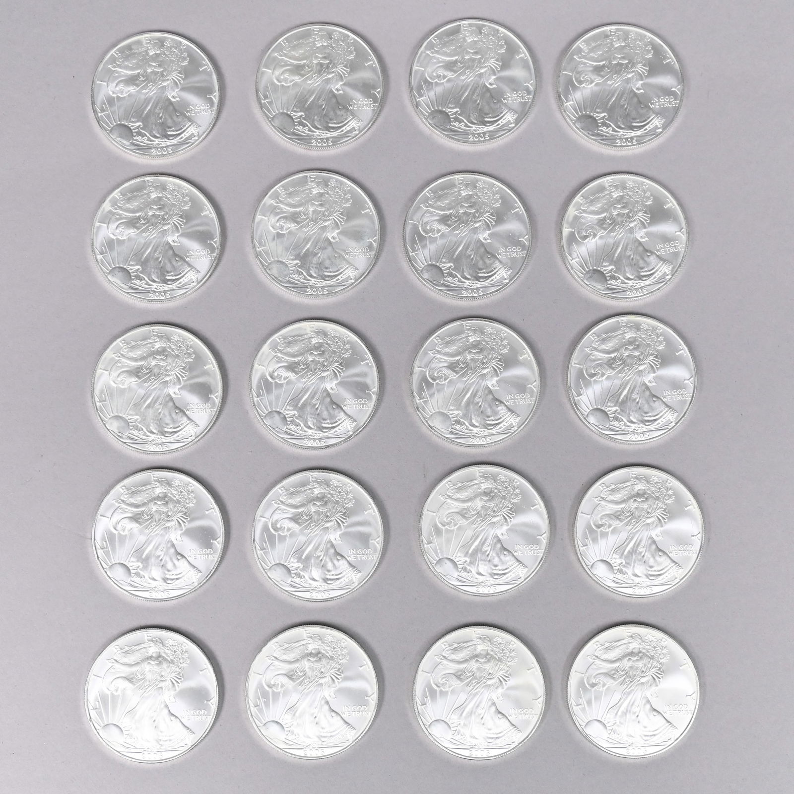 2005 US Mint Roll 20 American Eagle Silver Coins (1 of 5)