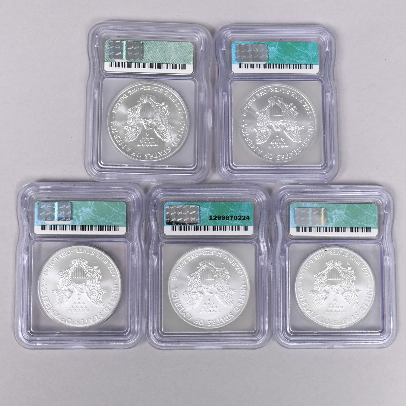 Five US American Eagle $1 Coins - MS70 & SP70 - 2