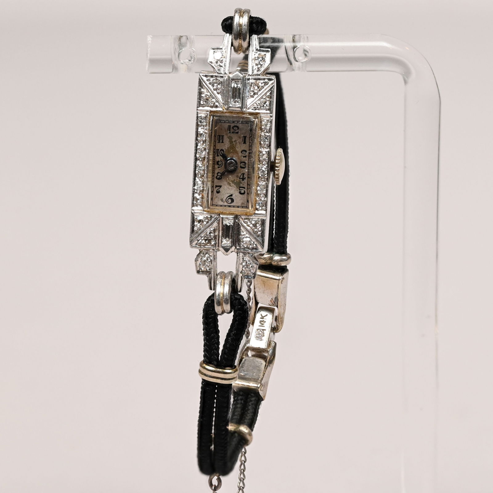 Swiss Ladies Platinum & Diamond Wristwatch, Kocher (1 of 8)