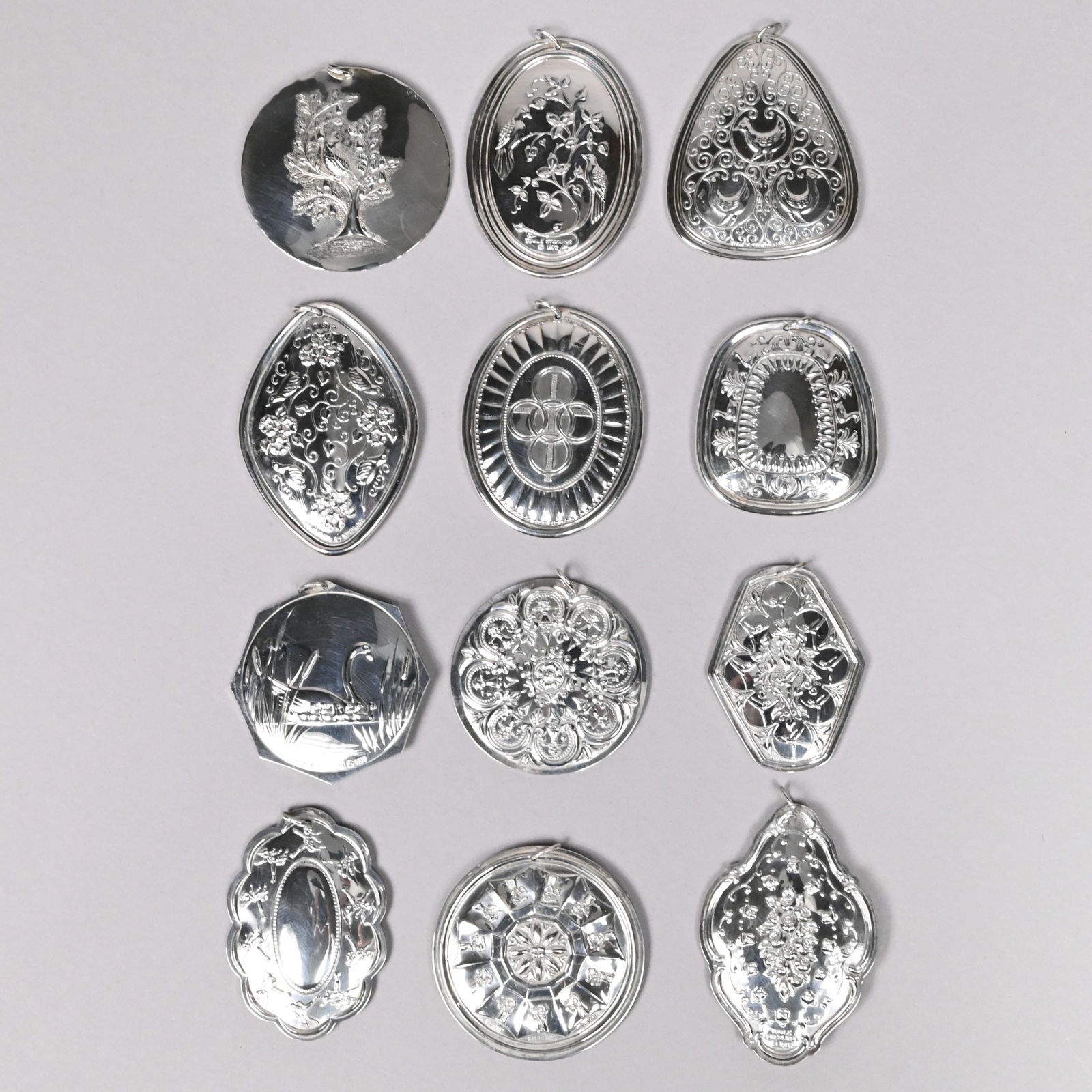 Set of Twelve American Silver Christmas Medallions (1 of 15)