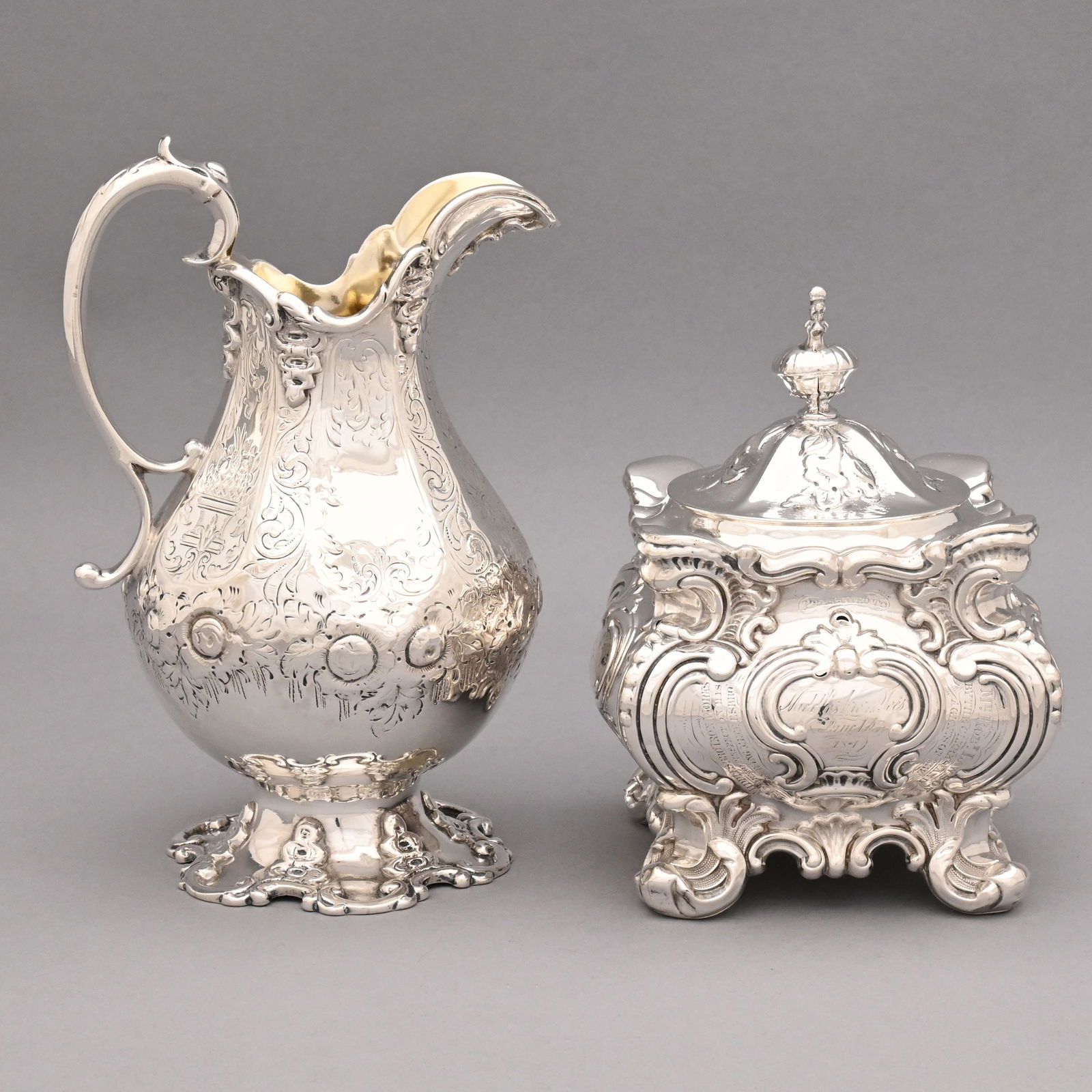 Victorian Sterling Silver Sugar Box & Milk Pitcher (1 of 14)