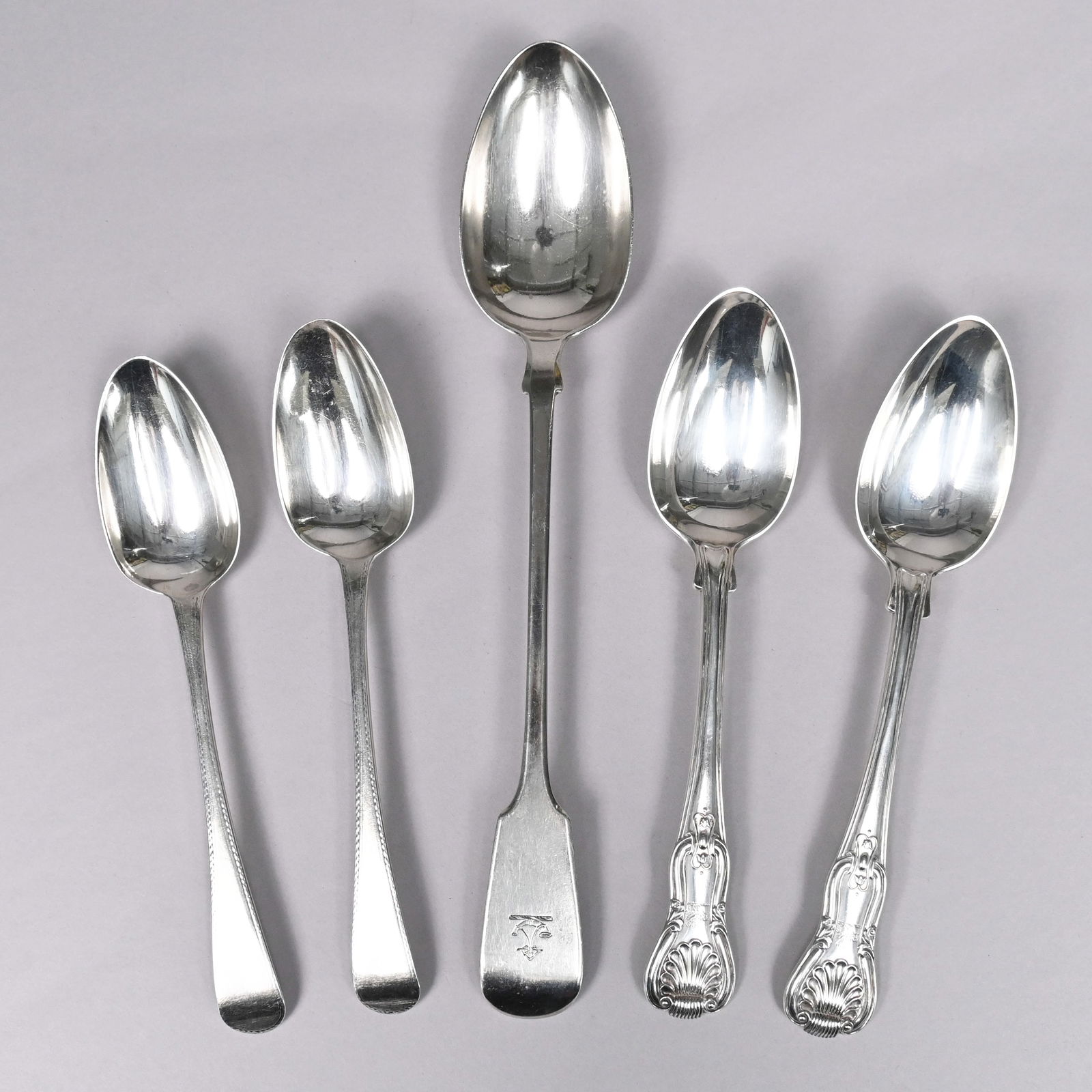 Five English Silver Table&Serving Spoons, P. Storr (1 of 12)