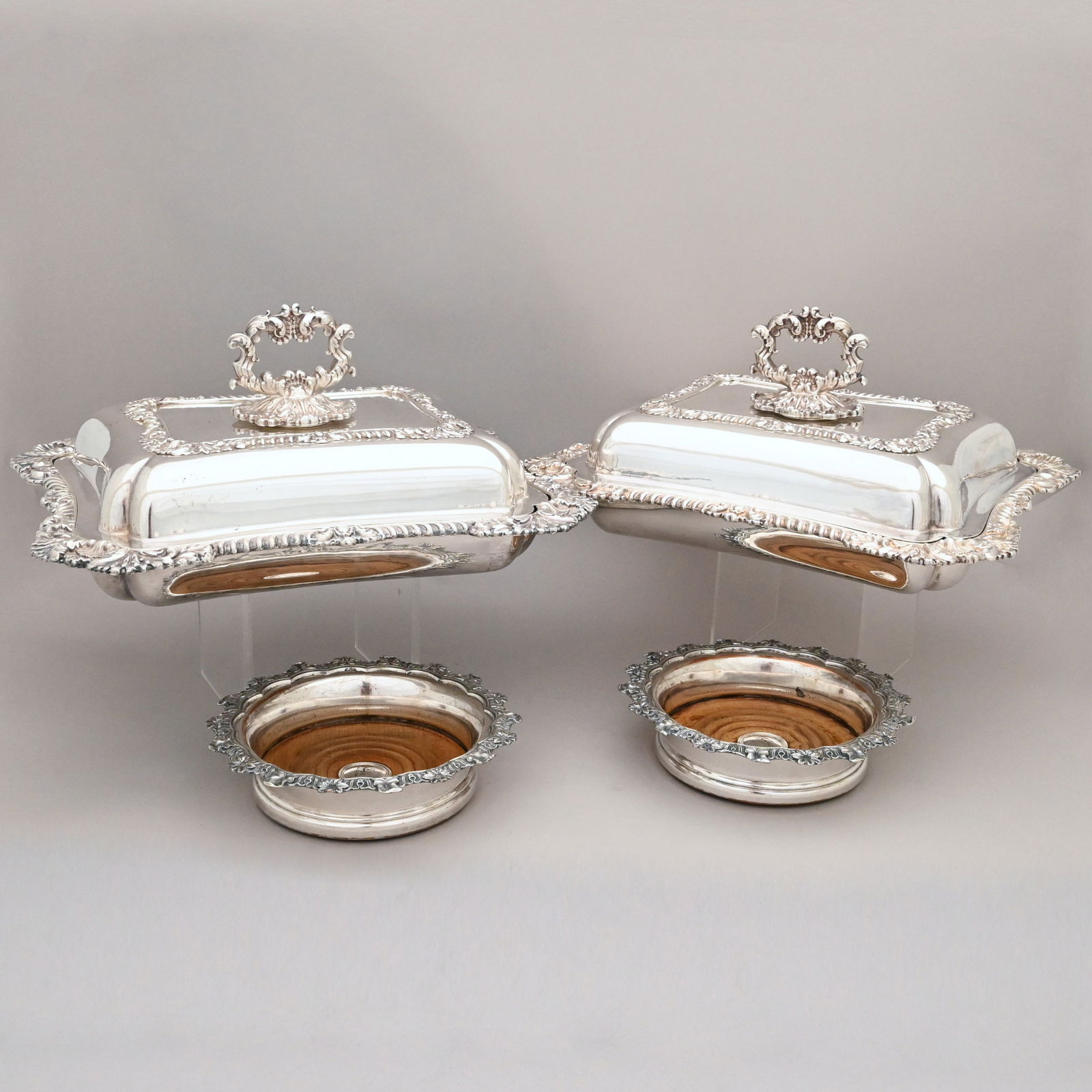 Pr Sheffield Plate Coasters &Pr Silverplate Dishes (1 of 12)