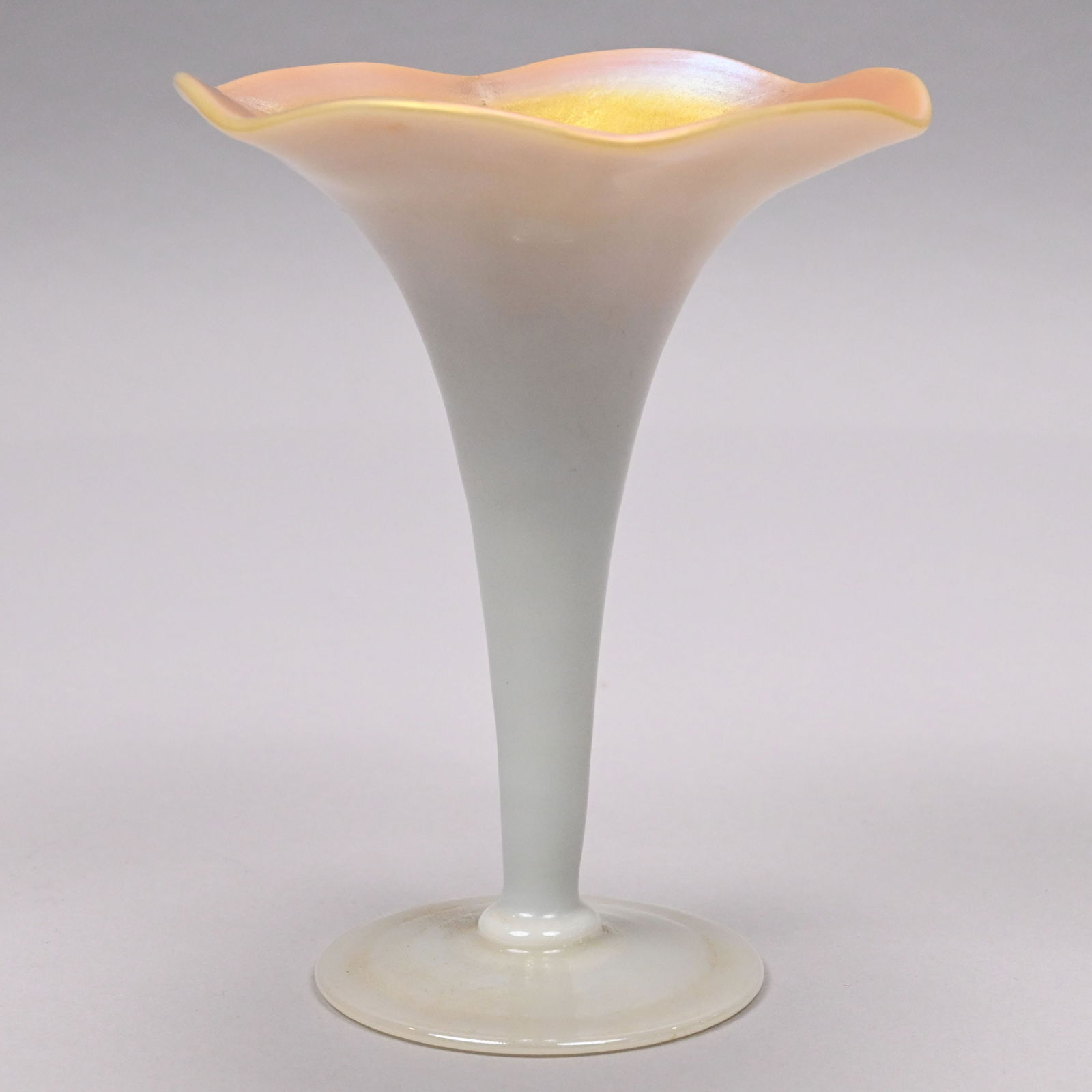 Gold Aurene and Calcite Glass Trumpet Vase (1 of 4)