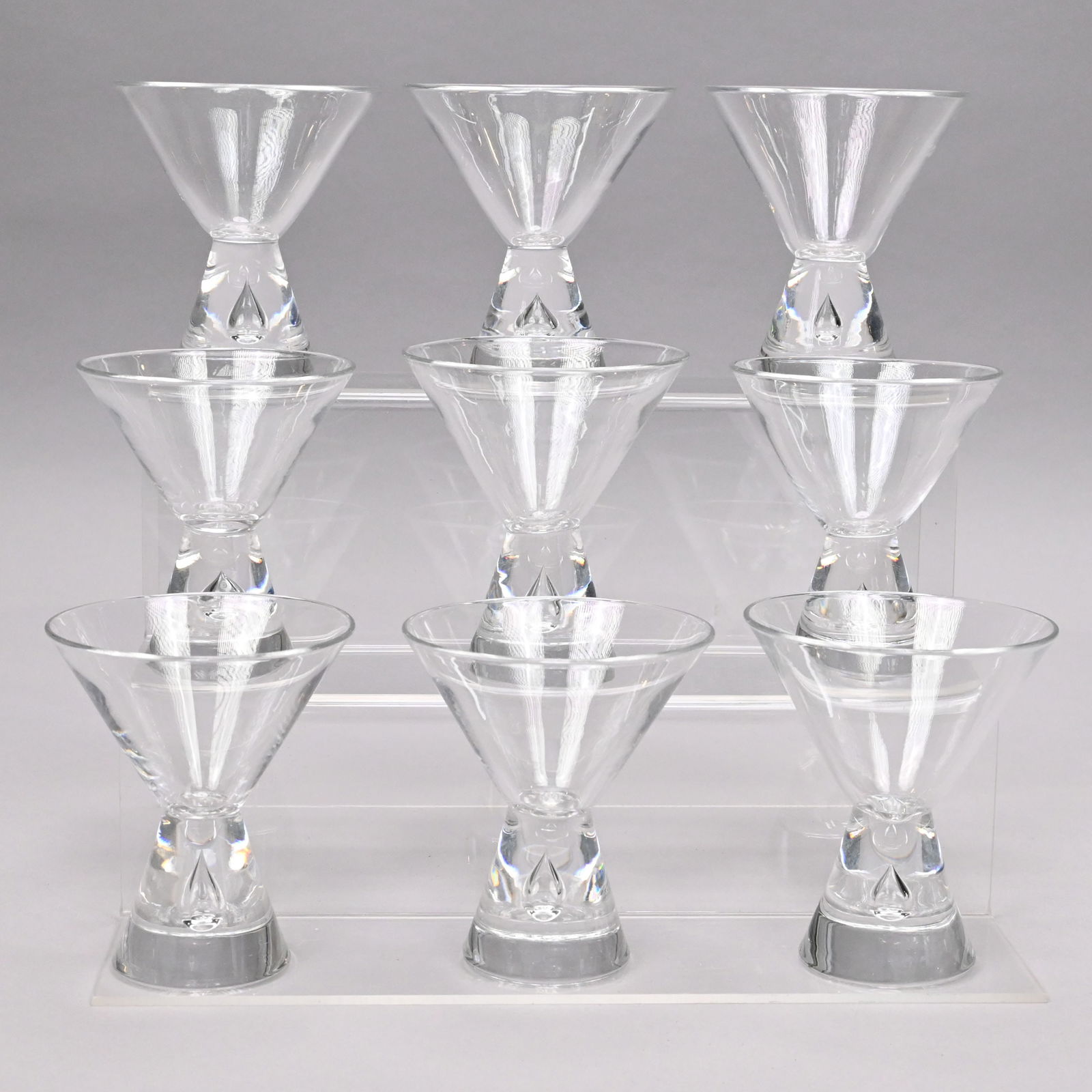 George Thompson for Steuben, Nine Martini Glasses (1 of 4)