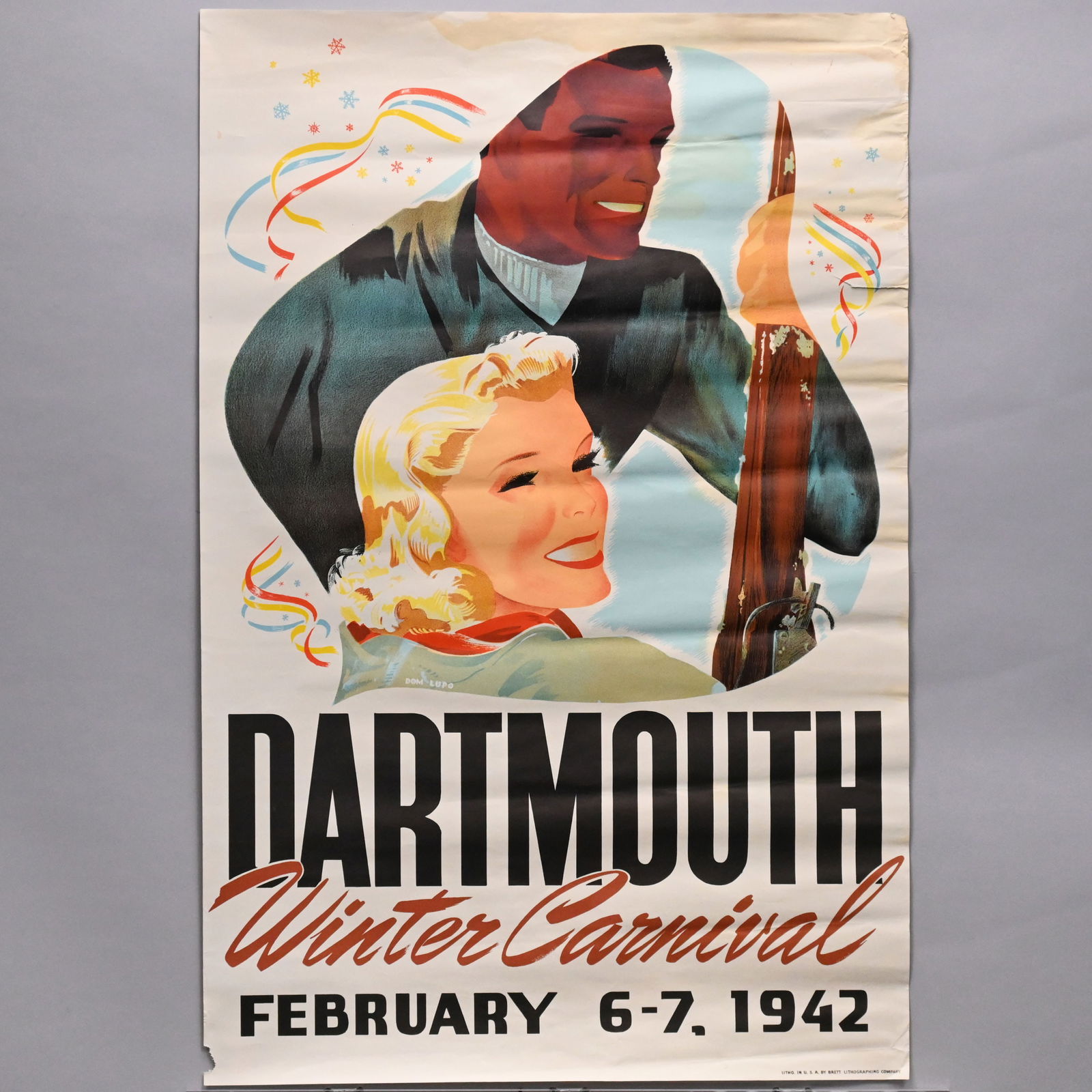 Dom Lupo - Dartmouth Winter Carnival Poster, 1942: Designed by Dom Lupo (1919 - 2013). Dartmouth Winter Carnival Poster, 1942. Color lithograph on paper, (34 x 22 inches).Unframed