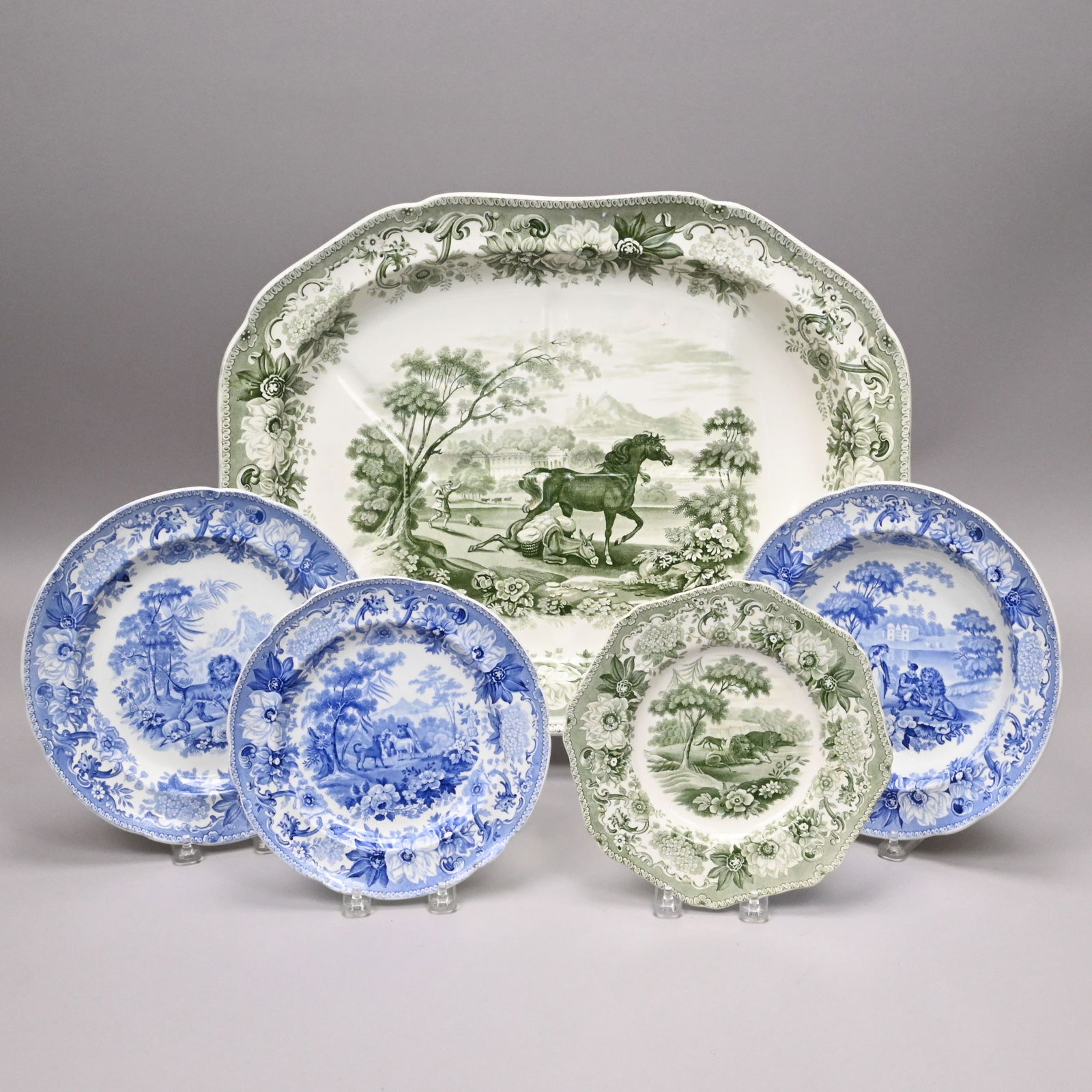 Five Spode 'Aesop's Fables' Dinner Wares: Five Spode 'Aesop's Fables' Dinner Wares, 1830-1833. The designs taken from illustrations used in the 1793 edition of the Reverend Samuel Croxall's "The Fables of Aesop with a Life of the Author and