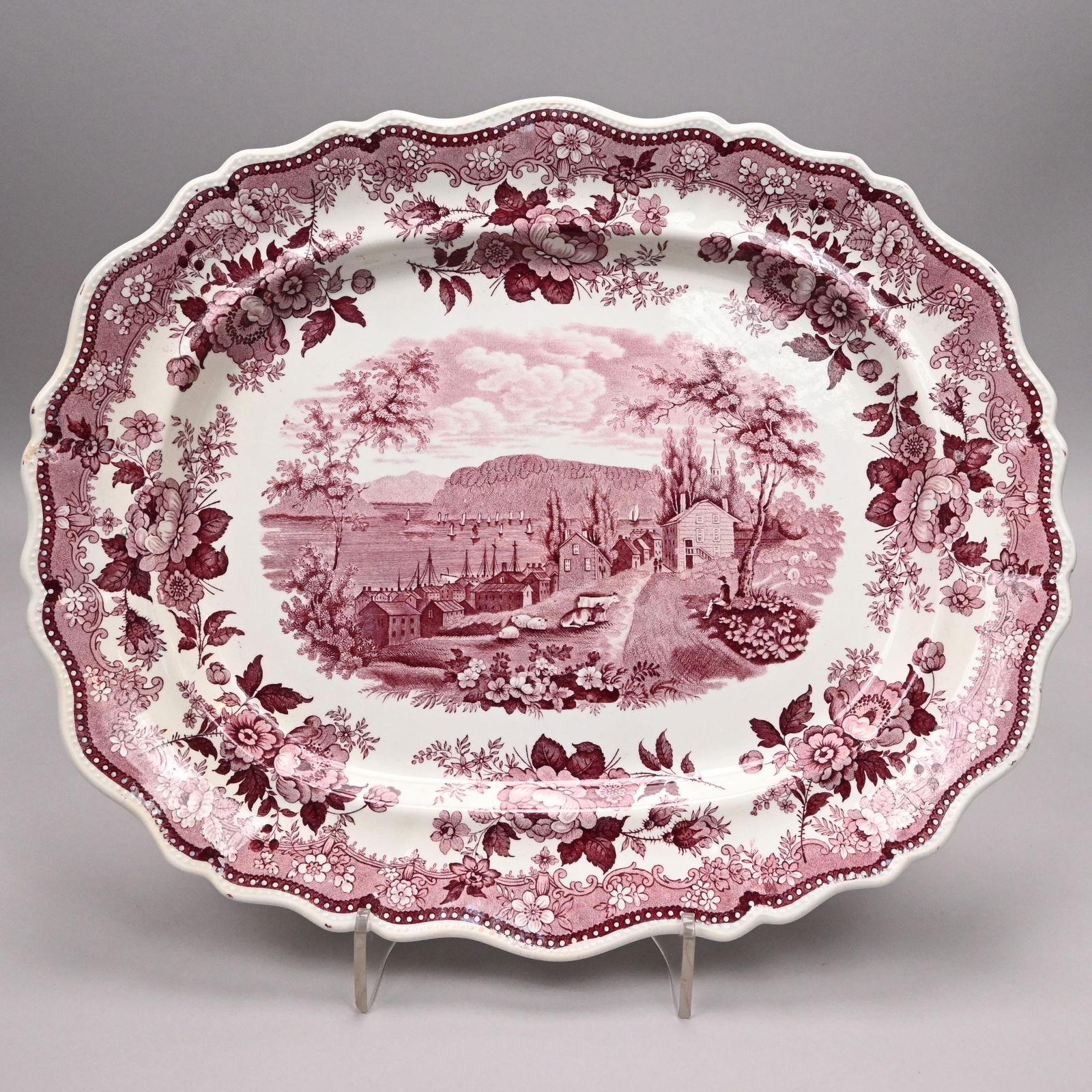 "View of Newburgh," Three Staffordshire Platters (1 of 9)