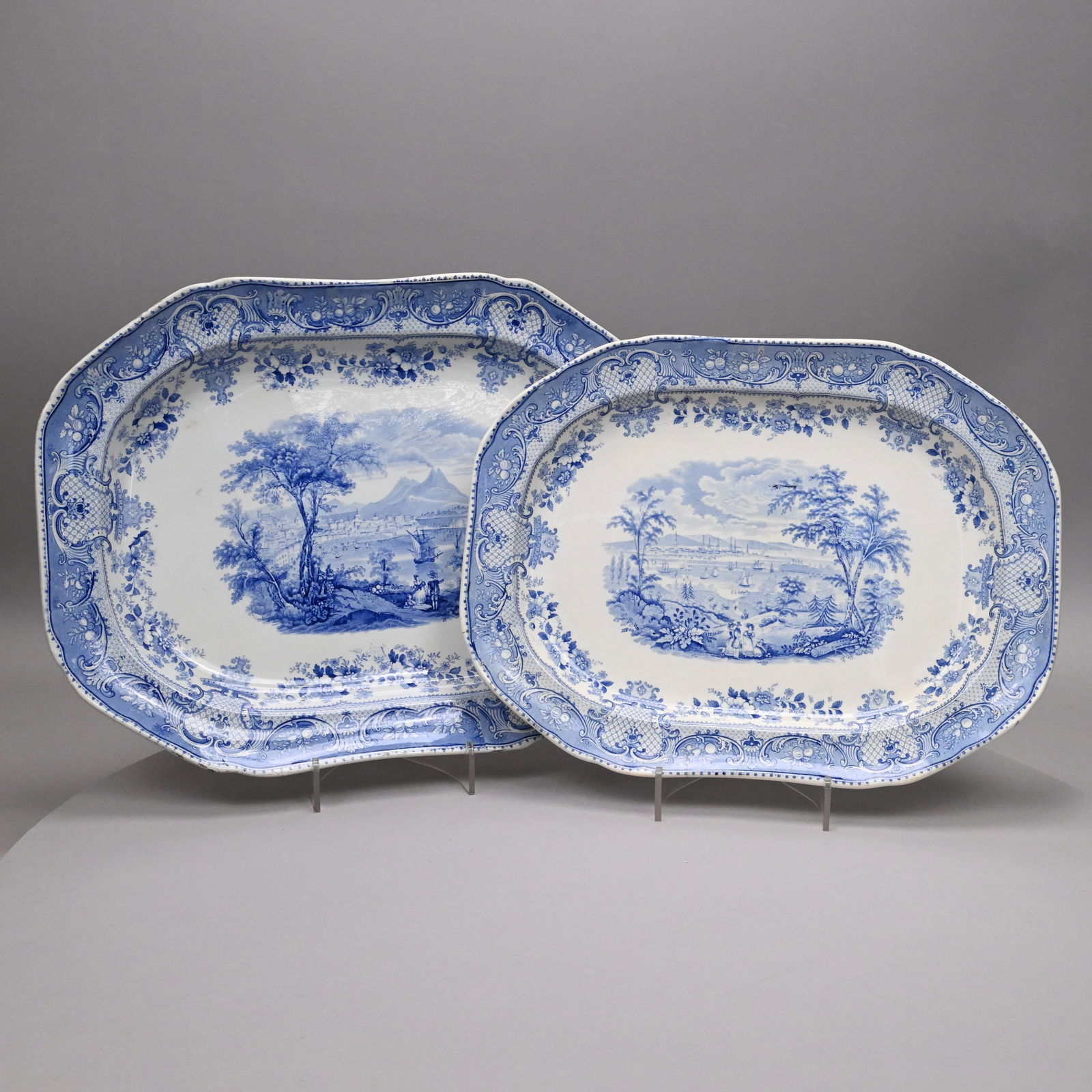 "New York," Two Staffordshire Graduated Platters (1 of 9)