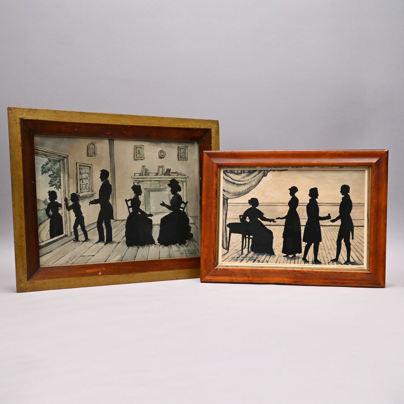 Two Cut-Paper Silhouettes of Family Groups (1 of 8)