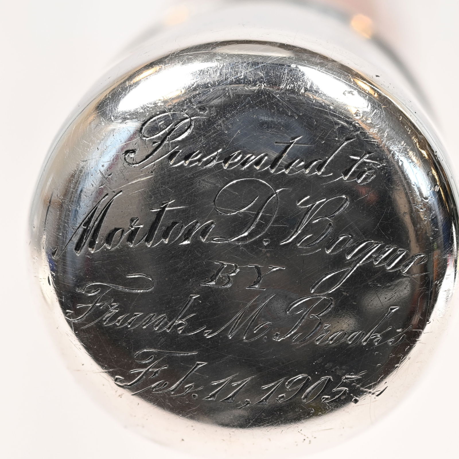 Morton D. Bogue's Silver& Walnut Presentation Cane - 5