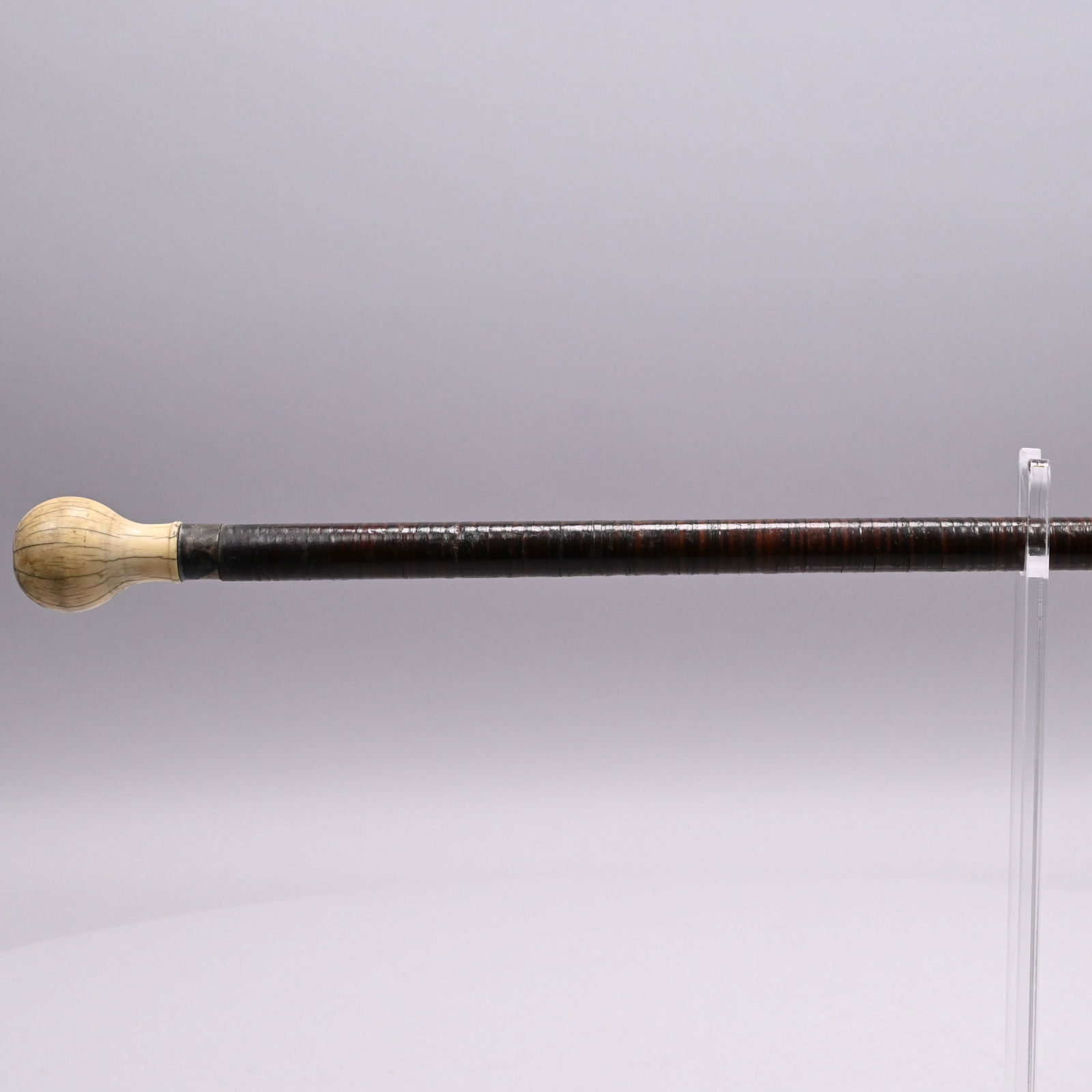 Two Leather-Wrapped Walking Sticks and a Cane - 5
