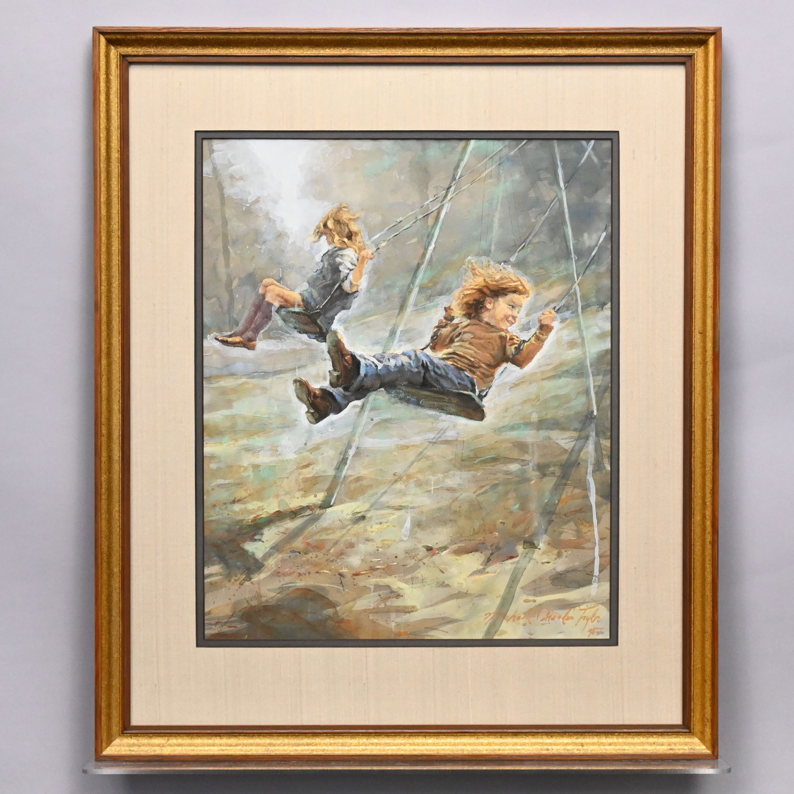 Michael Charles Taylor - Friday Afternoon: Michael Charles Taylor (American, b. 1946). Friday Afternoon. Watercolor and pastel on paper, signed and dated "Michael Charles Taylor/ '75" lower right, (18.75 x 15.25 inches, sight).Frame: H: 27.25