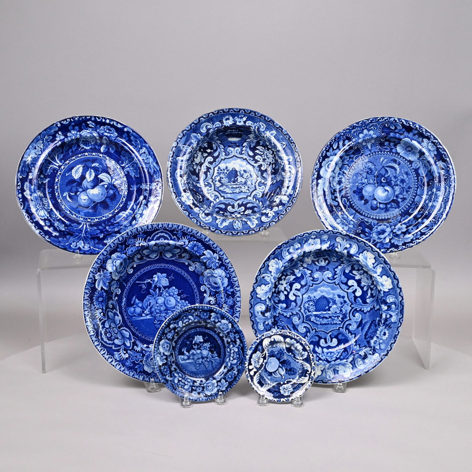 Seven Staffordshire Blue Transfer-Printed Plates (1 of 17)