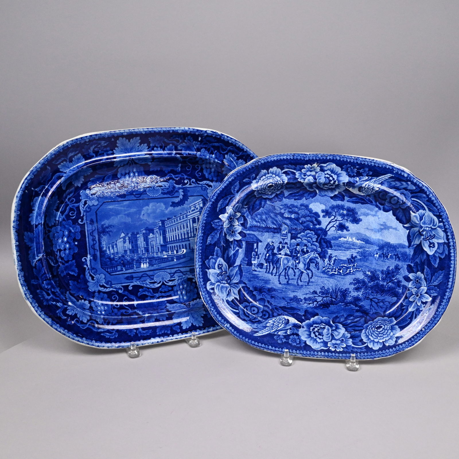 Two Staffordshire Blue Transfer-Printed Platters (1 of 7)