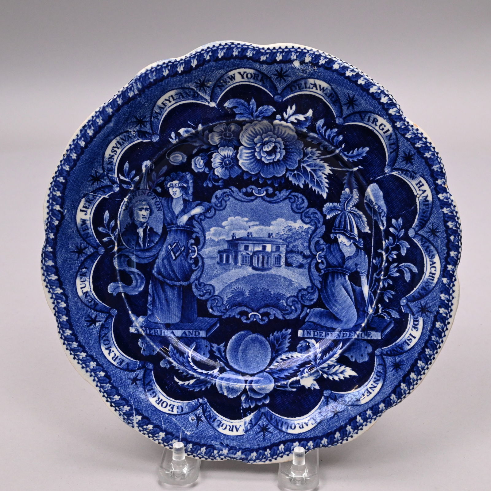 Five Staffordshire Blue Transfer-Printed Plates - 10