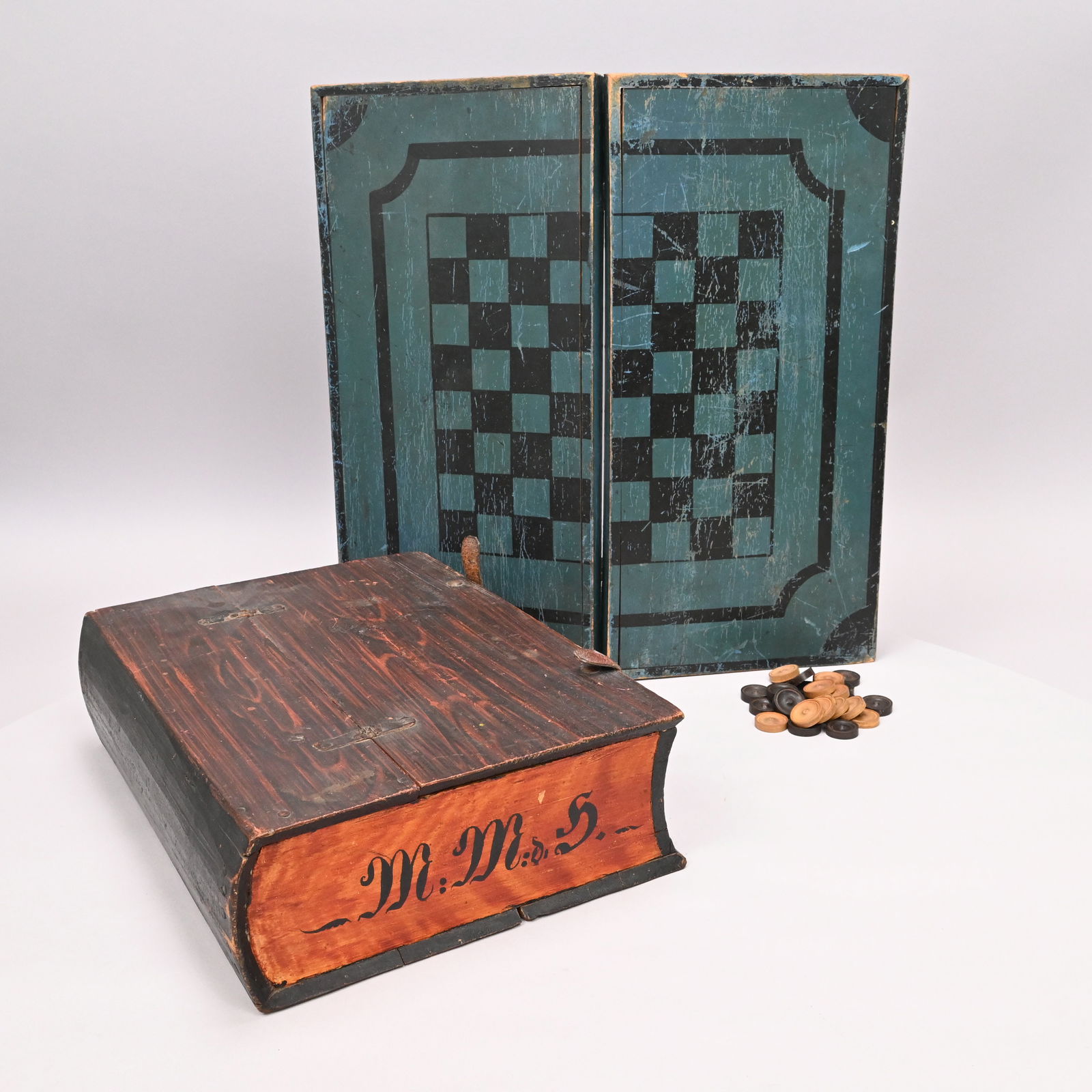 Folk Art Grain-Painted Bible Box & a Gameboard (1 of 12)