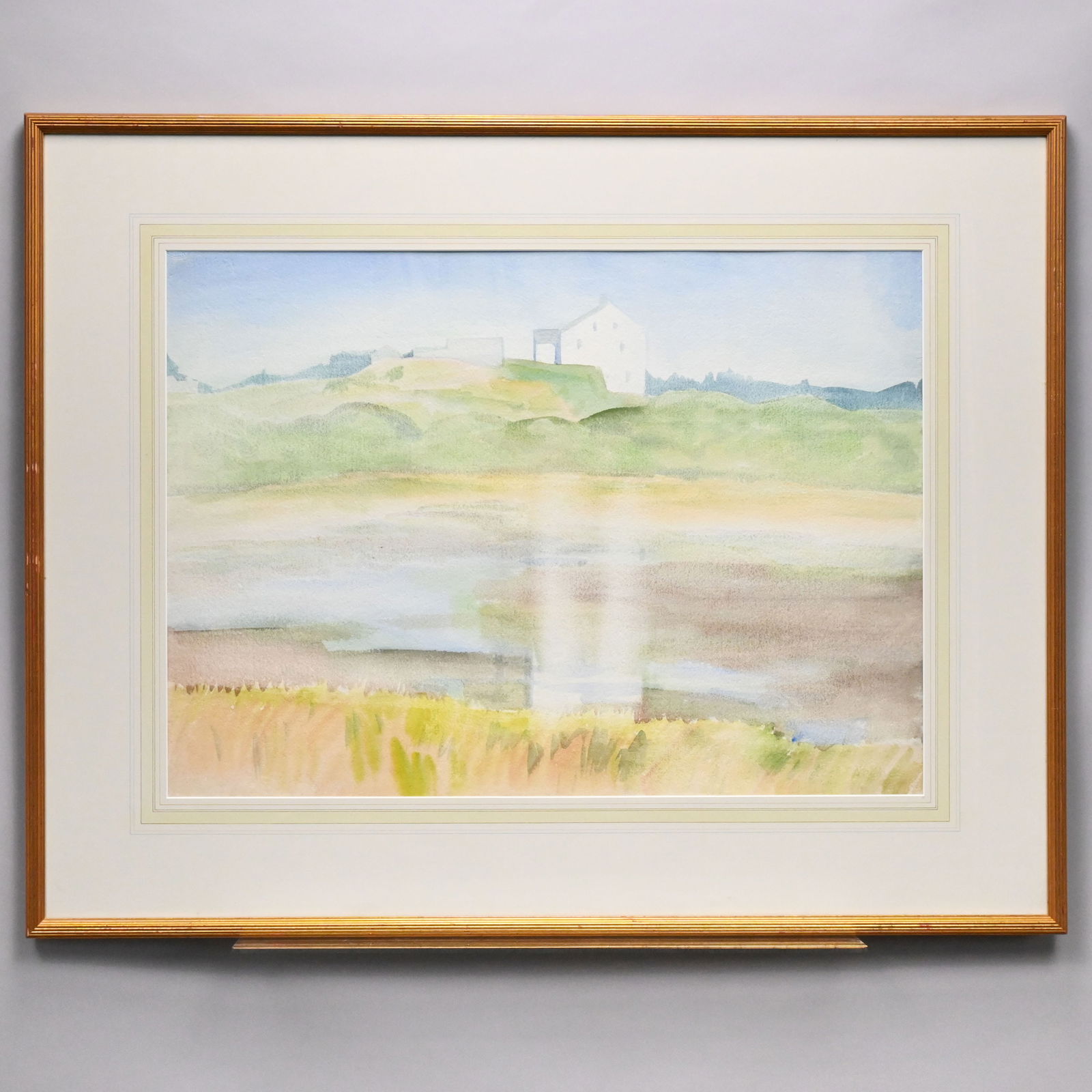 Beatrice Whitney Van Ness-Houses Overlooking: Beatrice Whitney Van Ness (1888, Chelsea, Massachusetts - 1981, Brookline, Massachusetts). "Houses Overlooking the Bays," 1935-60. Watercolor on Arches paper, (22.5 x 30 inches, sight), partial