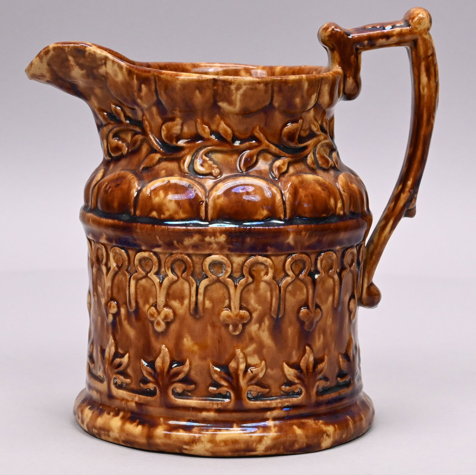 Two Rockingham-Glazed Yellow Ware Pitchers - 10