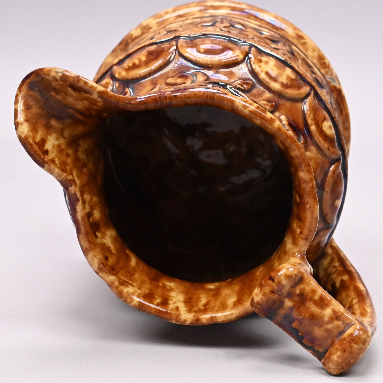 Two Rockingham-Glazed Yellow Ware Pitchers - 12