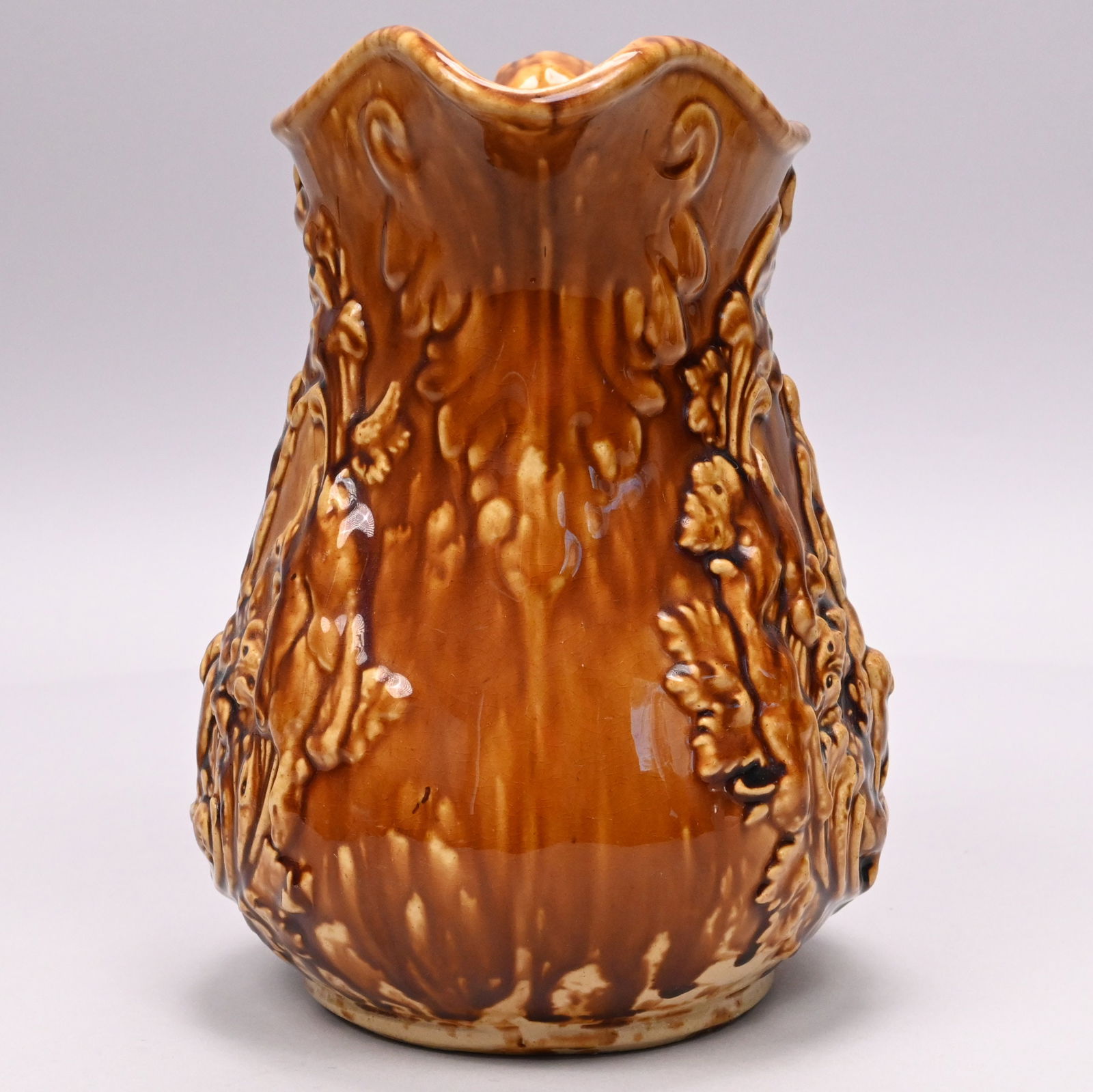 Two Rockingham-Glazed Yellow Ware Pitchers - 3