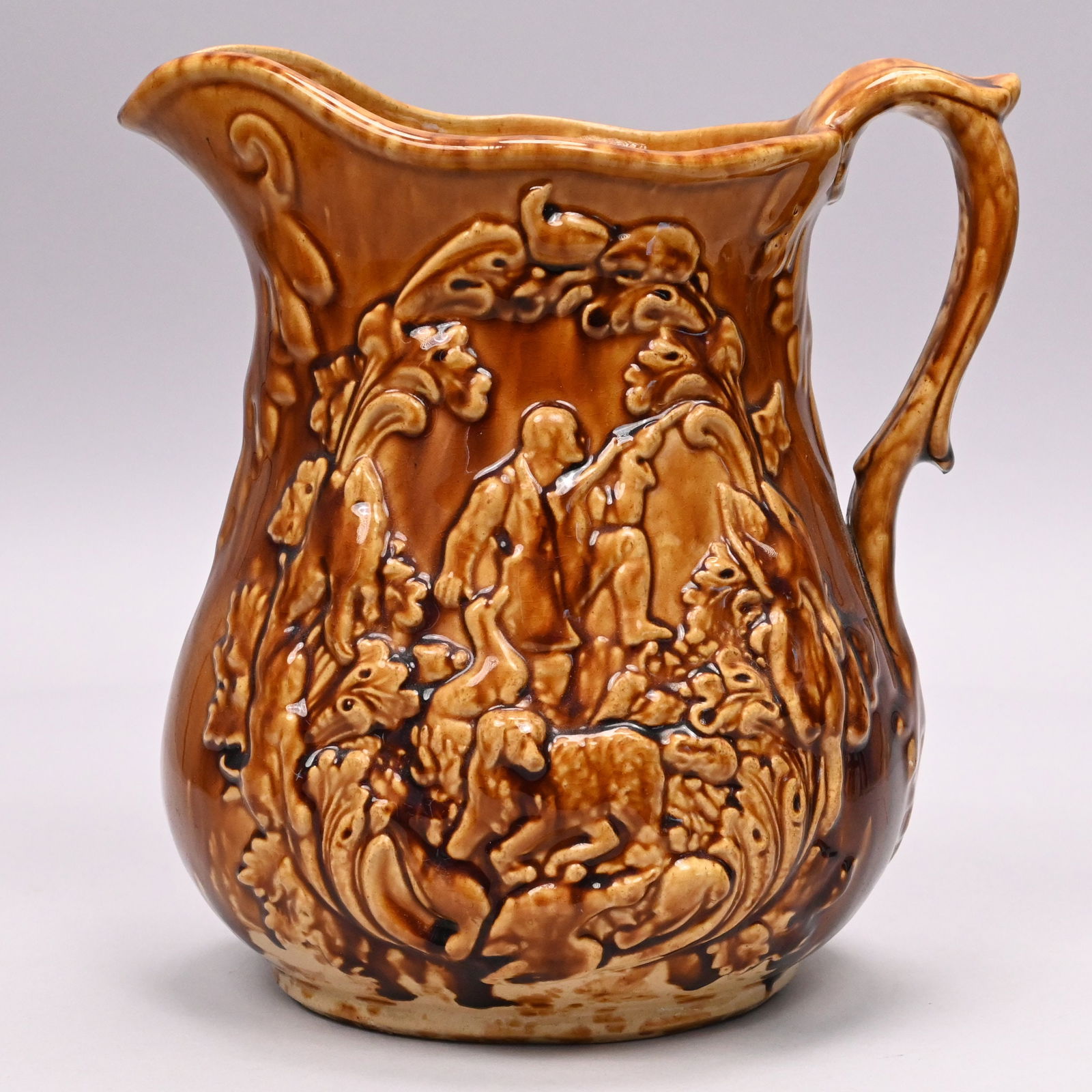 Two Rockingham-Glazed Yellow Ware Pitchers - 4