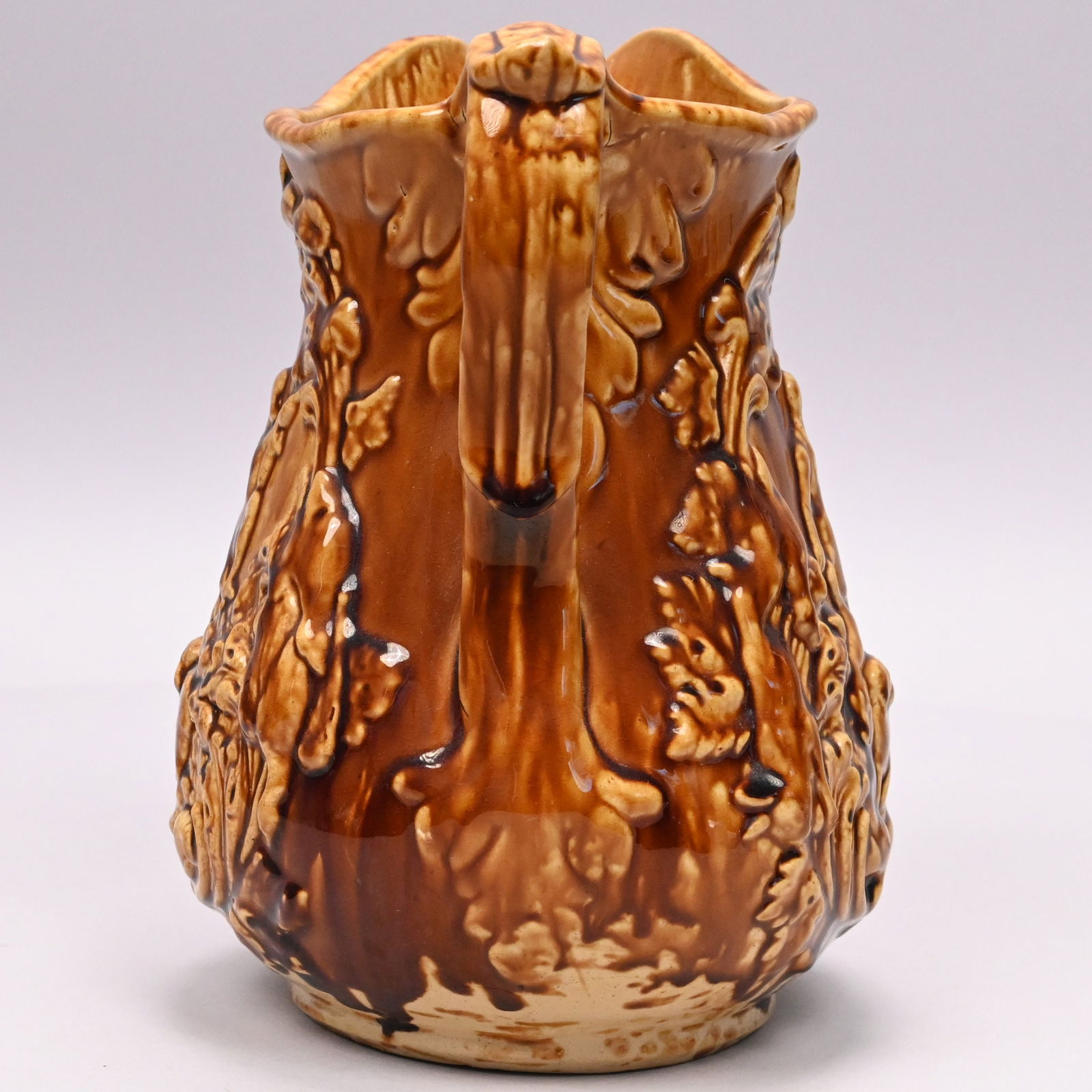 Two Rockingham-Glazed Yellow Ware Pitchers - 5