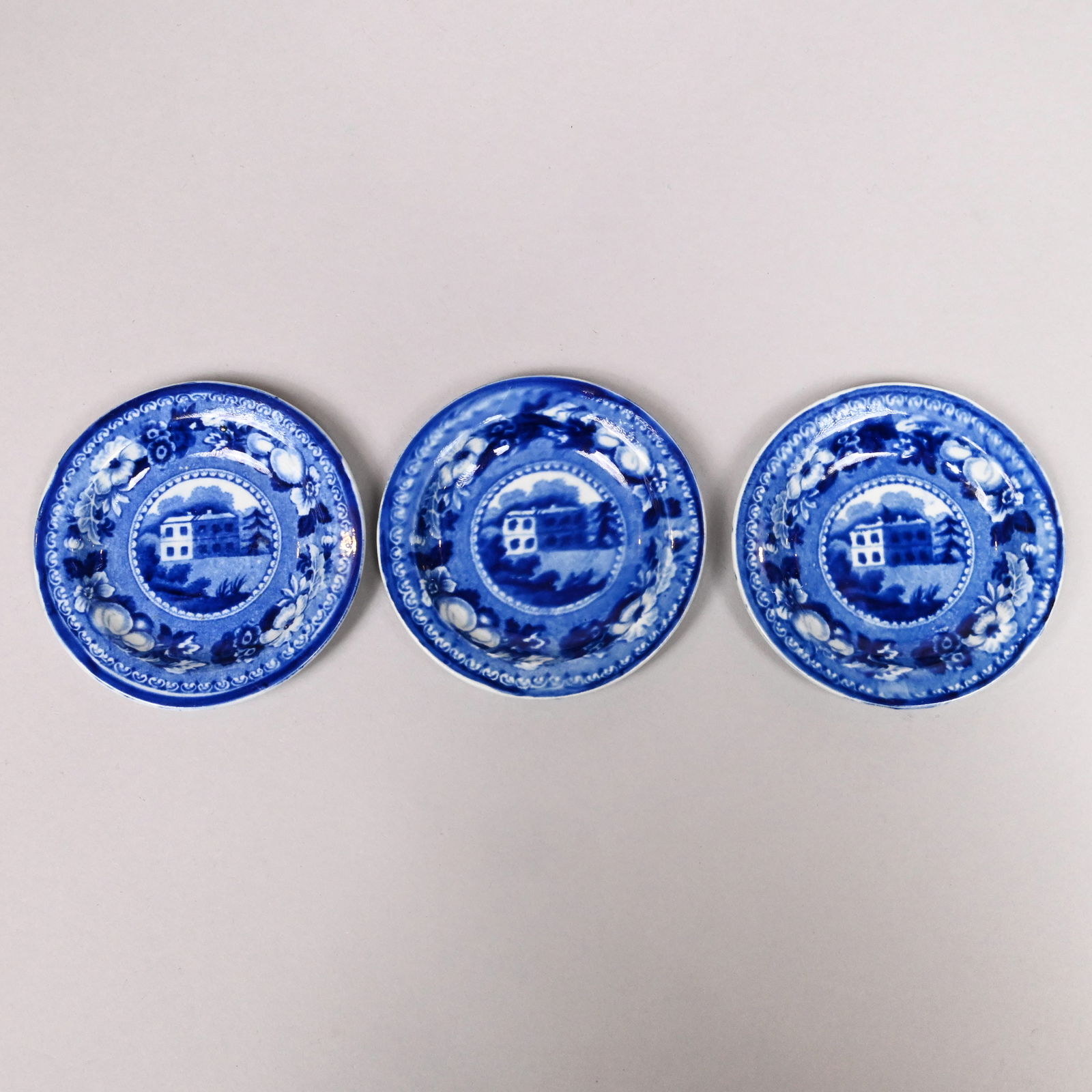 Five Staffordshire Transfer-Printed Cup Plates - 2