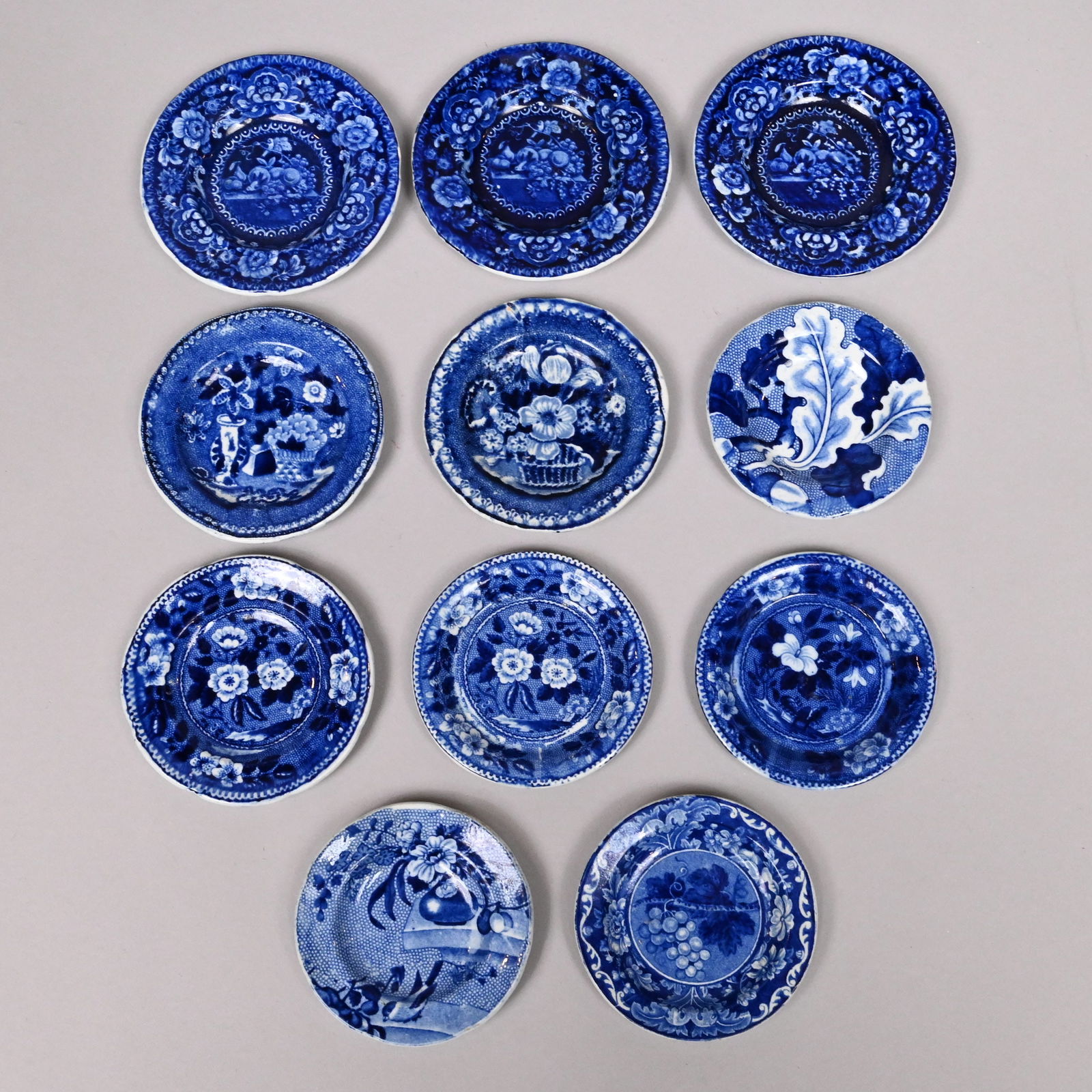 Eleven Staffordshire Fruit & Flower Cup Plates (1 of 11)