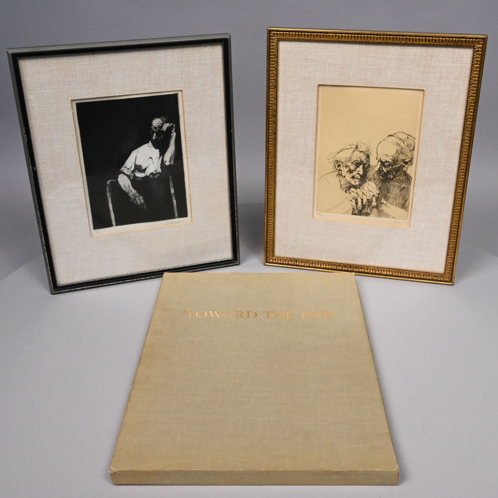 Sigmund Abeles -"Toward the End" Suite of Etchings: Sigmund Abeles (American, b. 1934). "Toward the End: A Suite of Etchings," no. 29/65. Total of 13 etchings: 9 on loose sheets of paper, (15 x 11 inches), 2 framed, (15 x 12 inches), and 2 small