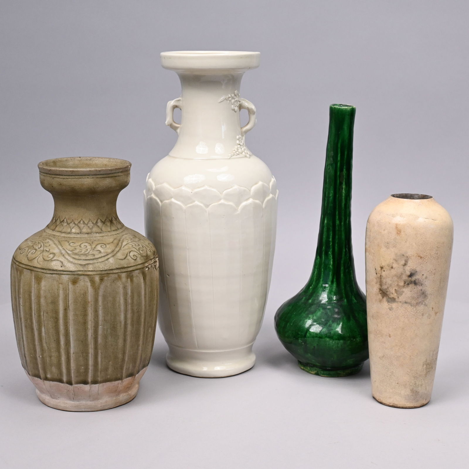 Four Chinese Glazed Stoneware & Earthenware Vases (1 of 13)