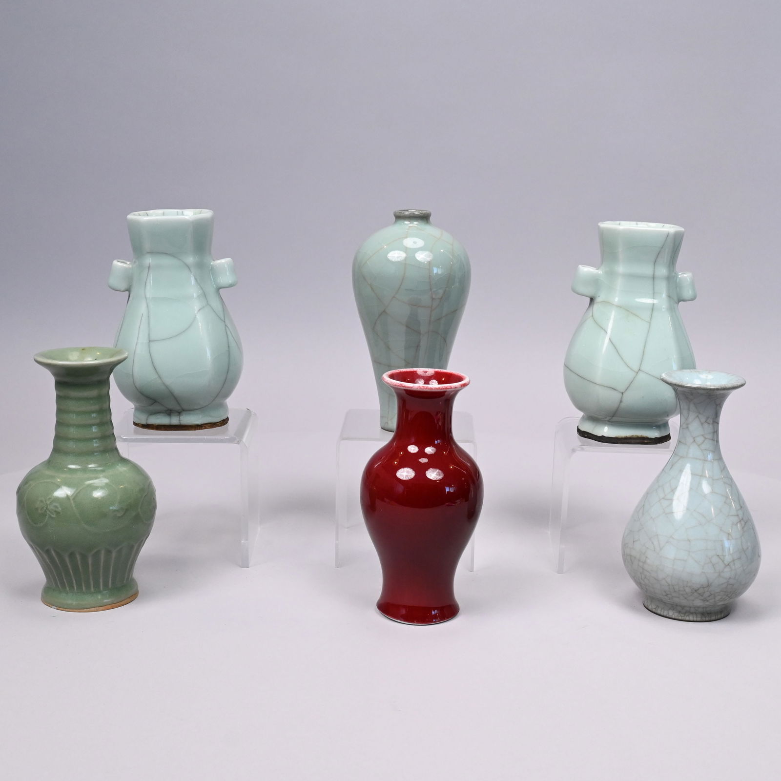 Six Chinese Glazed Earthenware & Porcelain Vases (1 of 16)