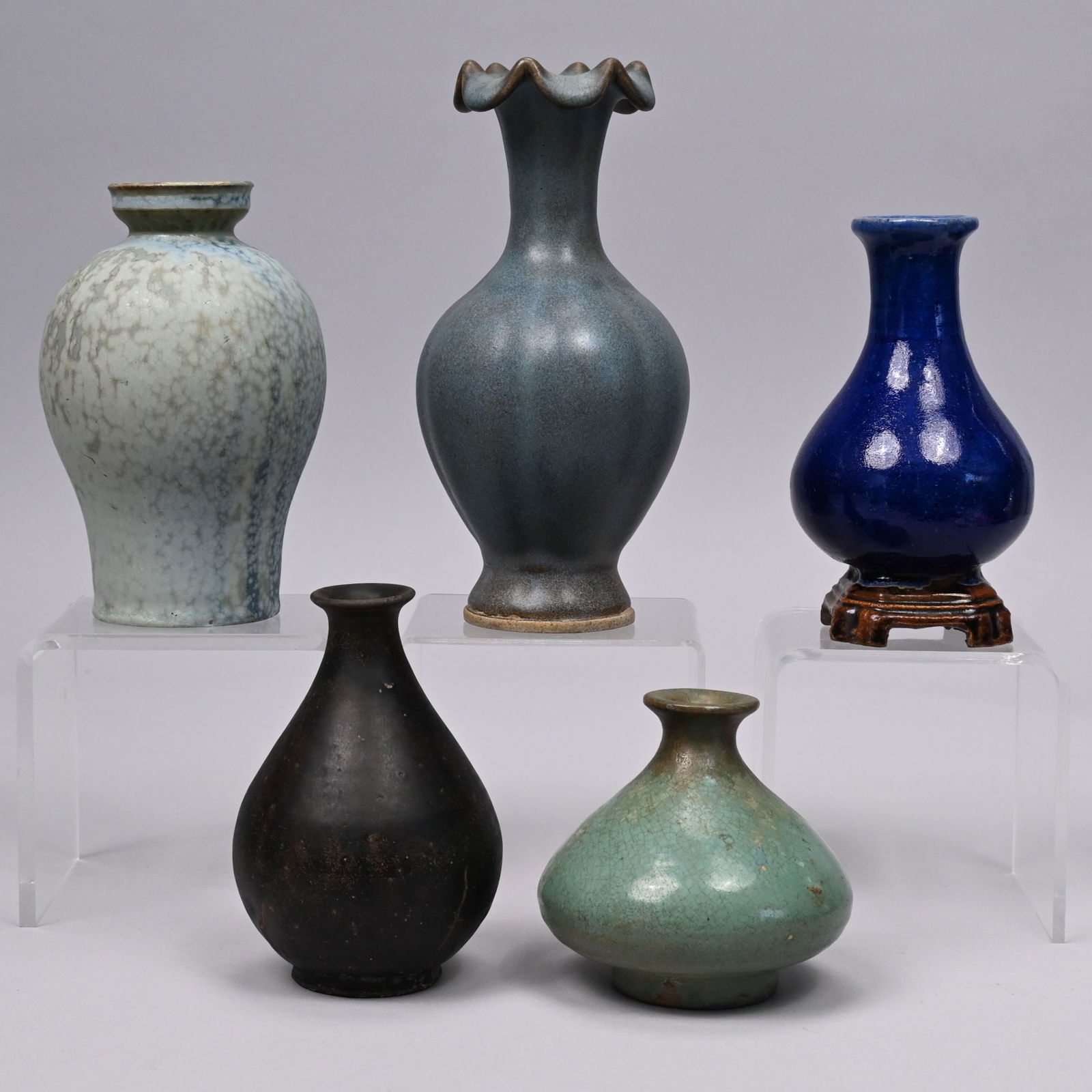 Five Chinese Glazed Stoneware & Earthenware Vases (1 of 16)