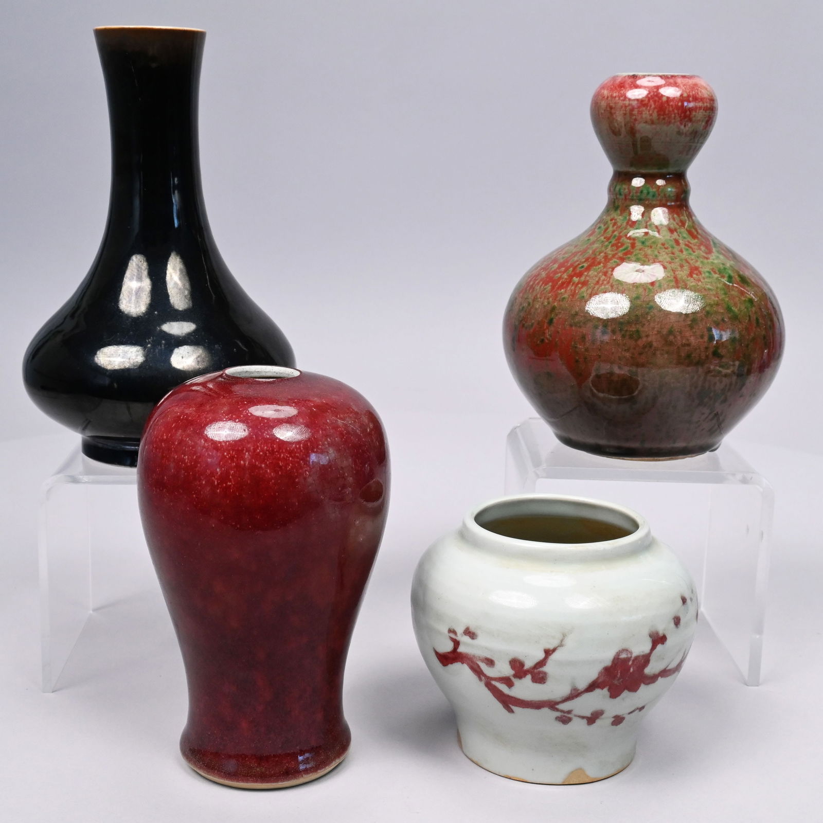 Four Chinese Glazed Earthenware & Porcelain Vases (1 of 14)