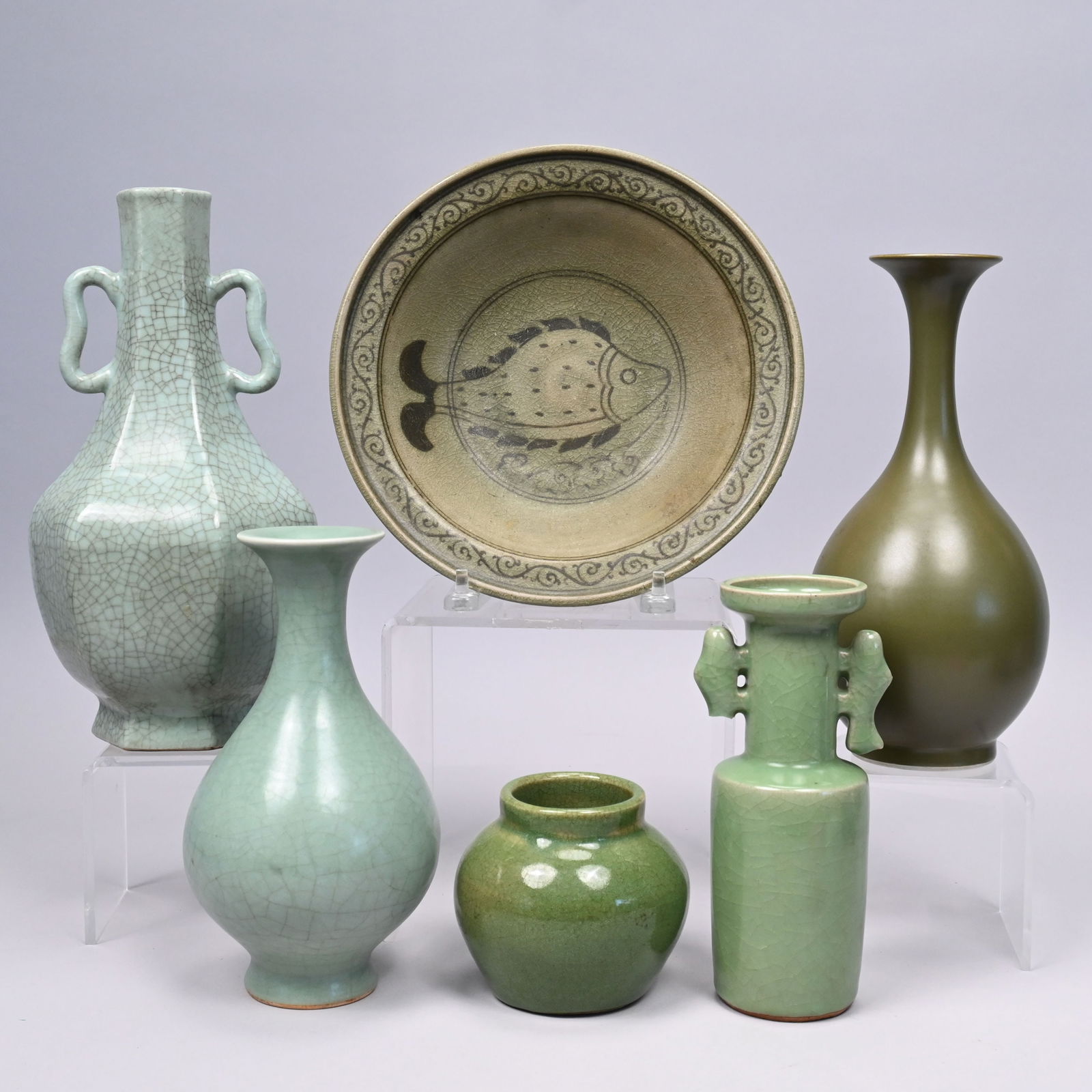 Six Chinese Glazed Porcelain & Earthenware Vases (1 of 18)