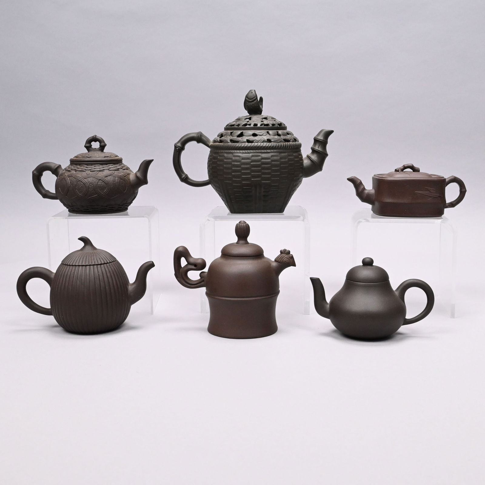 Six Modern Chinese Yixing Teapots, Various Makers (1 of 11)